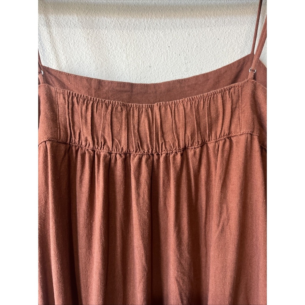 Abercrombie & Fitch Linen Blend Maxi Dress Rust XLT Asymmetrical TierFlowy Beach - Picture 14 of 16